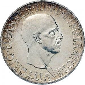 1595D 10 lire 1939 XVIII Italia marinara Roma Argento